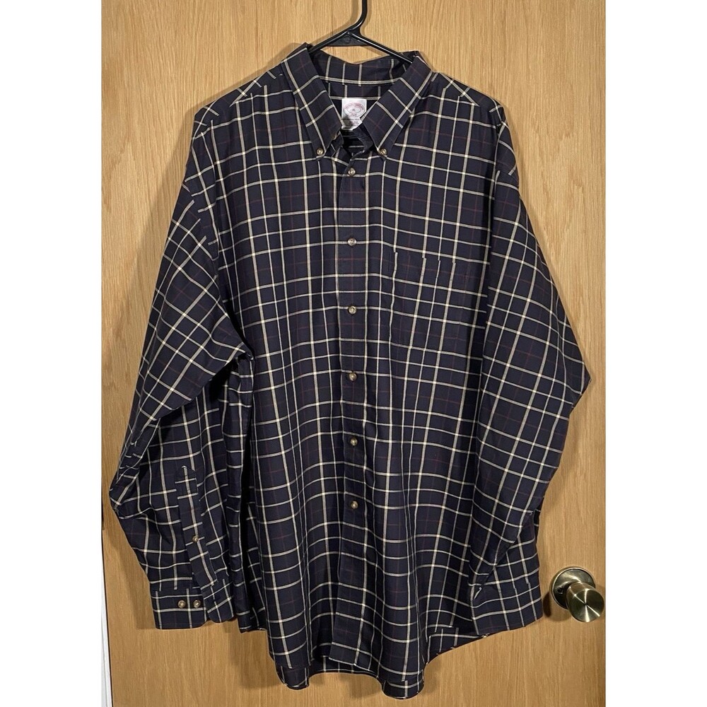 Brooks Brothers 346 The Original Polo Shirt Men's XL Plaid Button Down Grandpa